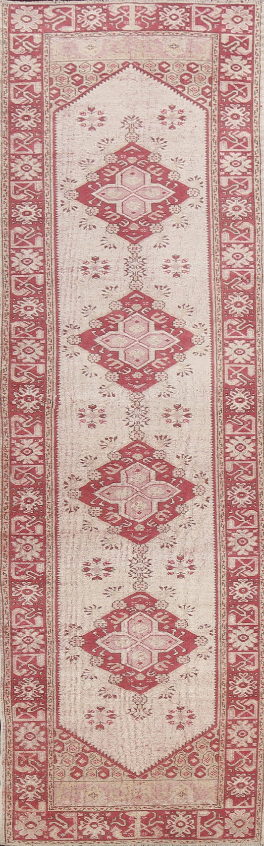 Geometric Anatolian Oriental Runner Rug 3x10