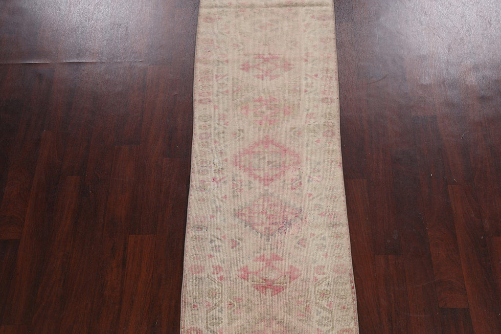 Muted Geometric Oushak Oriental Runner Rug 3x13