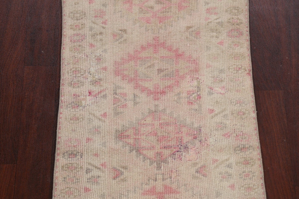 Muted Geometric Oushak Oriental Runner Rug 3x13