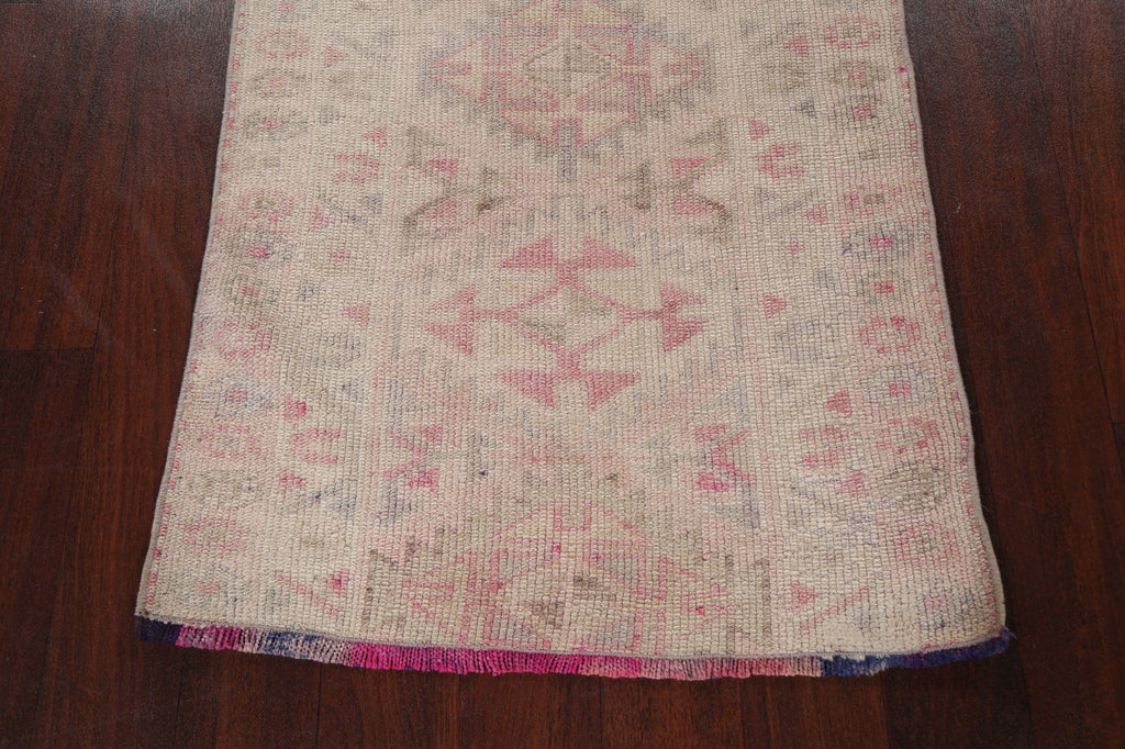 Muted Geometric Oushak Oriental Runner Rug 3x13