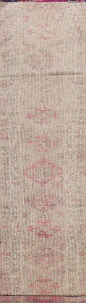 Muted Geometric Oushak Oriental Runner Rug 3x13