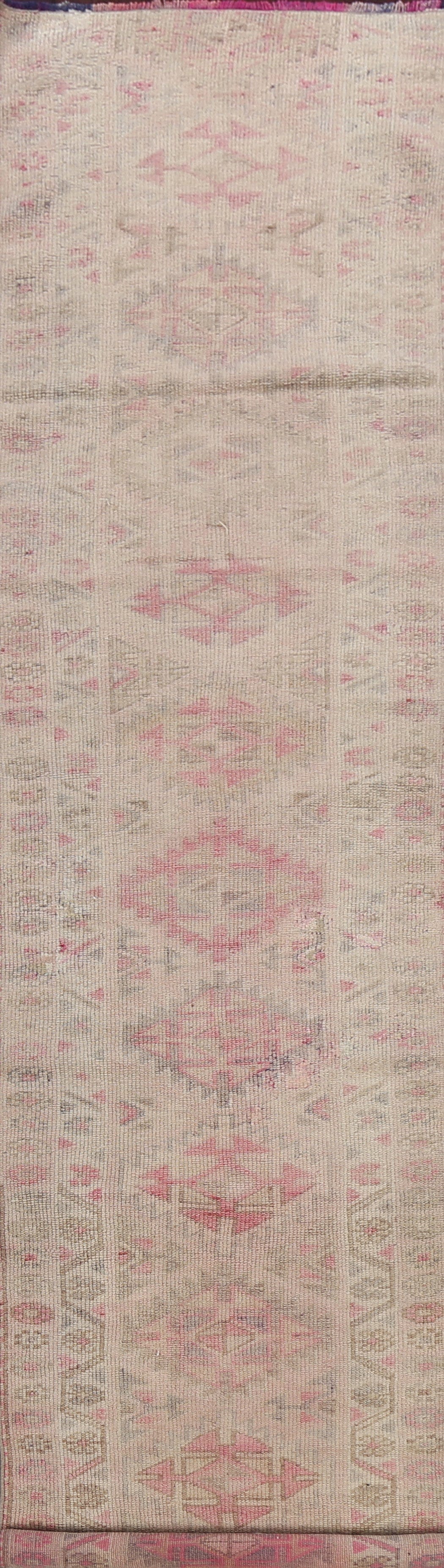 Muted Geometric Oushak Oriental Runner Rug 3x13