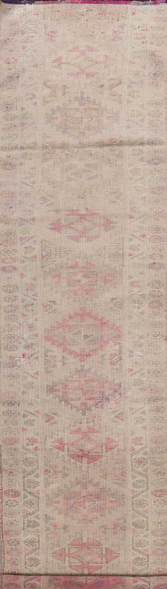 Muted Geometric Oushak Oriental Runner Rug 3x13