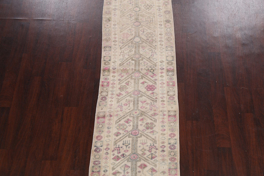 Muted Geometric Oushak Oriental Runner Rug 3x10