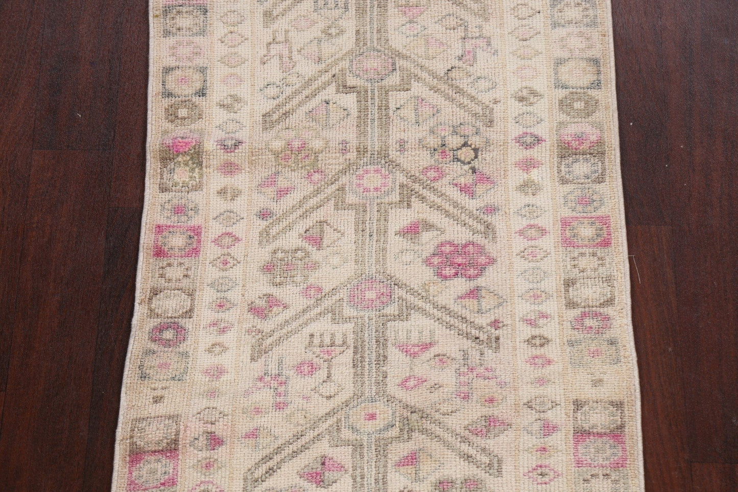 Muted Geometric Oushak Oriental Runner Rug 3x10