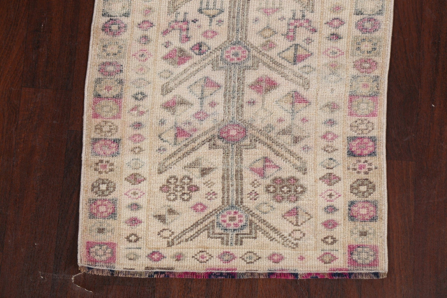 Muted Geometric Oushak Oriental Runner Rug 3x10