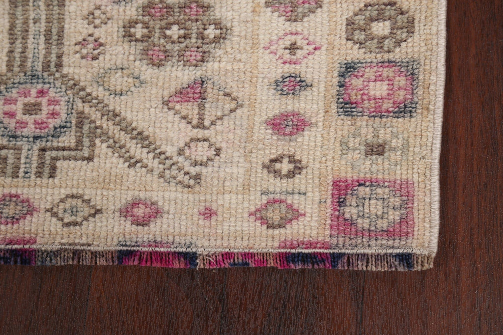 Muted Geometric Oushak Oriental Runner Rug 3x10