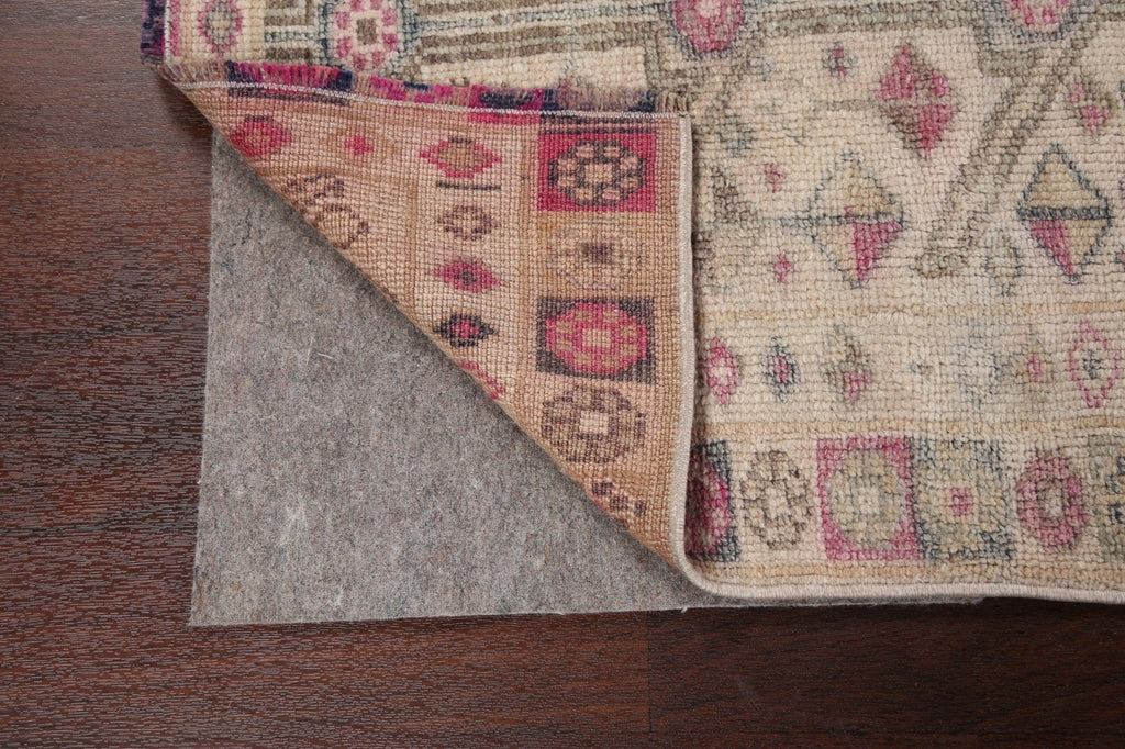 Muted Geometric Oushak Oriental Runner Rug 3x10