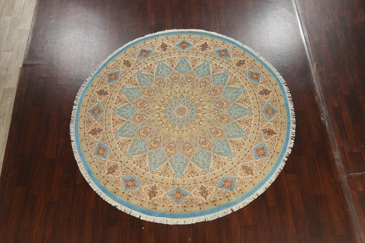 100% Vegetable Dye Round Royal-Tabriz Oriental Area Rug 8x8