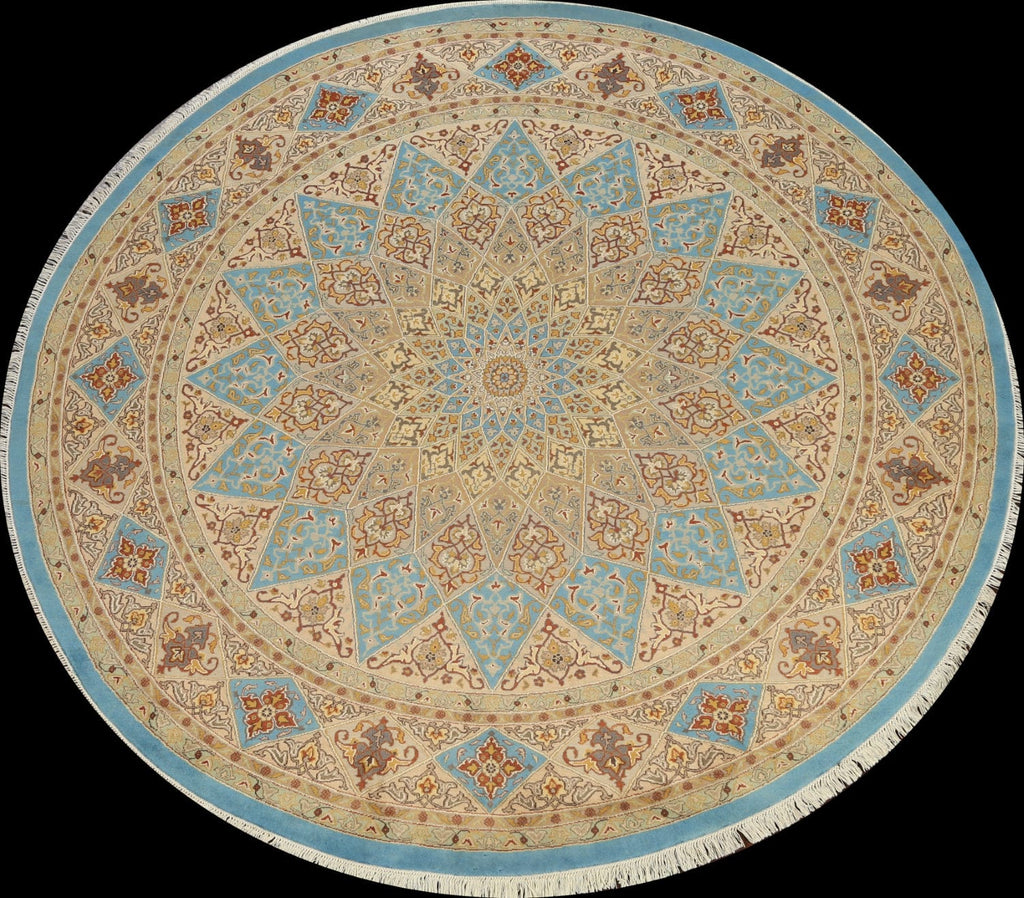 100% Vegetable Dye Round Royal-Tabriz Oriental Area Rug 8x8