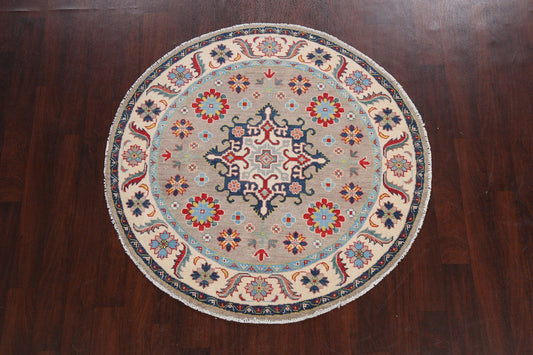 Geometric Kazak Oriental Area Rug 5x5 Round