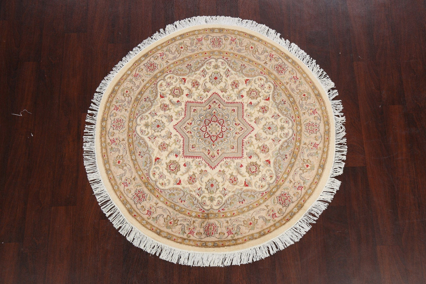 Vegetable Dye Royal-Tabriz Oriental Area Rug 4x4 Round