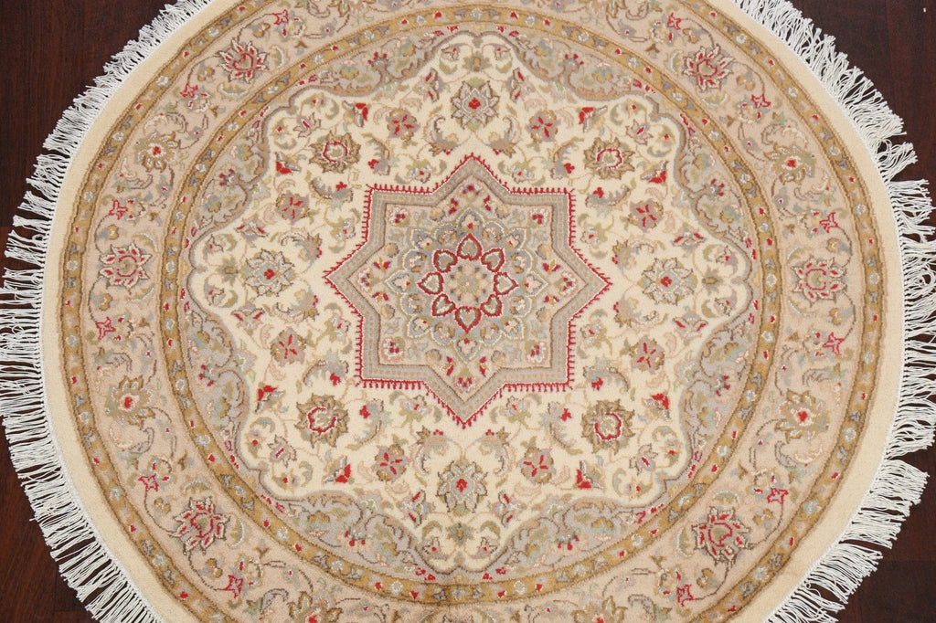 Vegetable Dye Royal-Tabriz Oriental Area Rug 4x4 Round