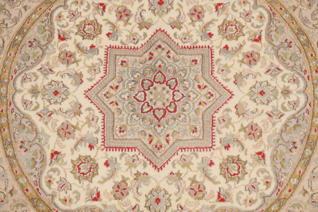 Vegetable Dye Royal-Tabriz Oriental Area Rug 4x4 Round