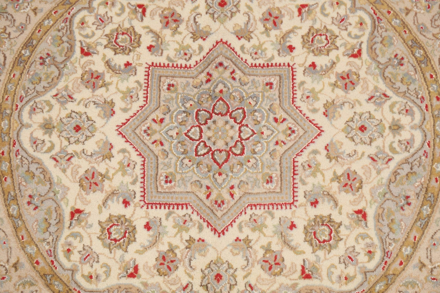 Vegetable Dye Royal-Tabriz Oriental Area Rug 4x4 Round