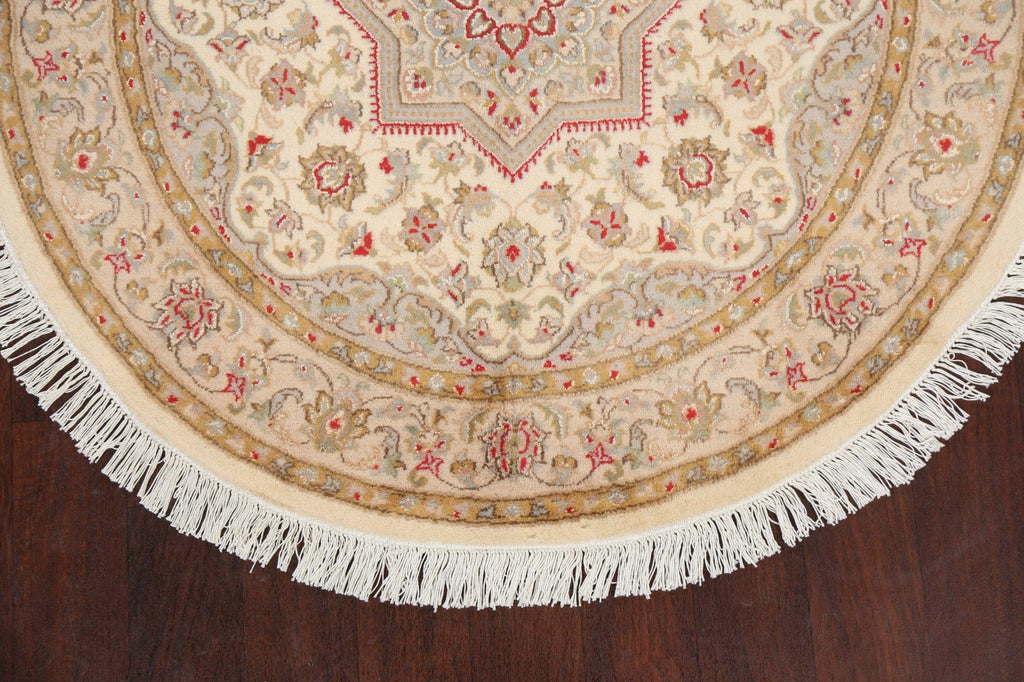 Vegetable Dye Royal-Tabriz Oriental Area Rug 4x4 Round