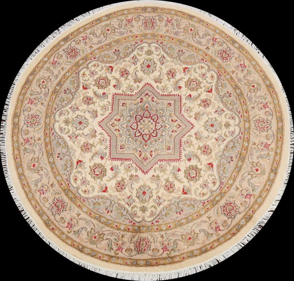 Vegetable Dye Royal-Tabriz Oriental Area Rug 4x4 Round