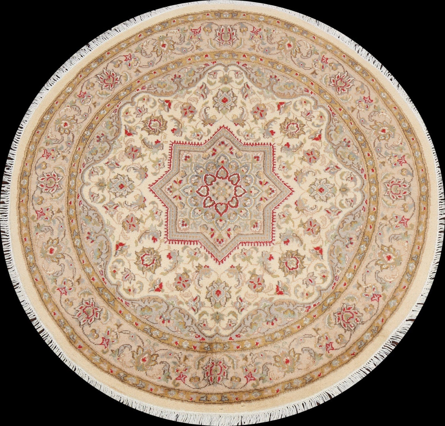 Vegetable Dye Royal-Tabriz Oriental Area Rug 4x4 Round