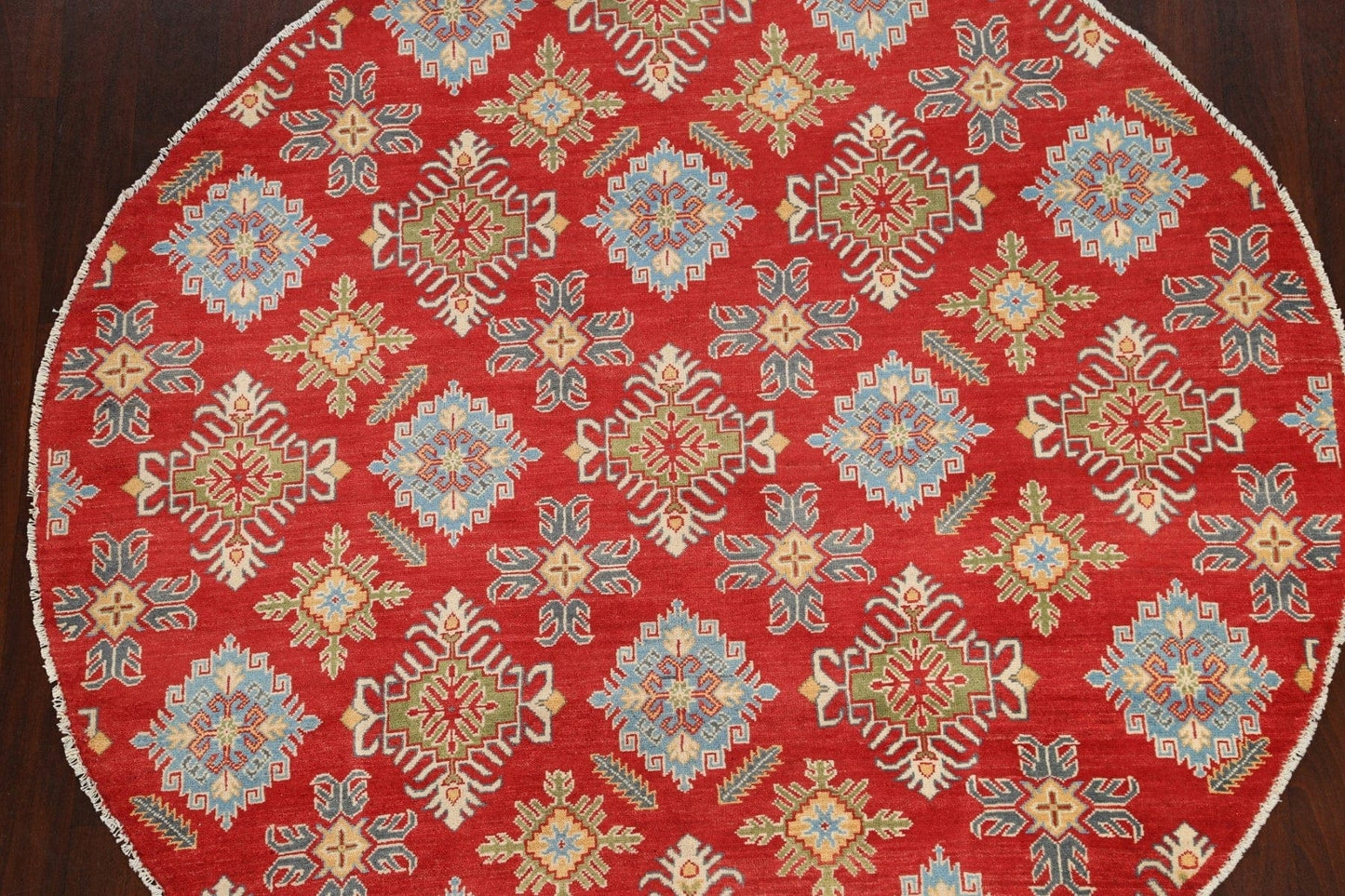 Geometric Kazak Oriental Area Rug 7x7 Round