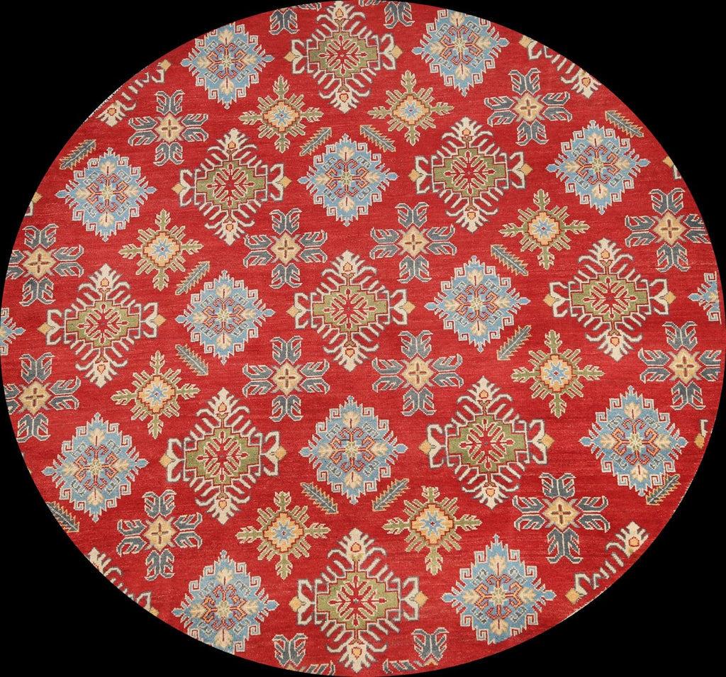 Geometric Kazak Oriental Area Rug 7x7 Round