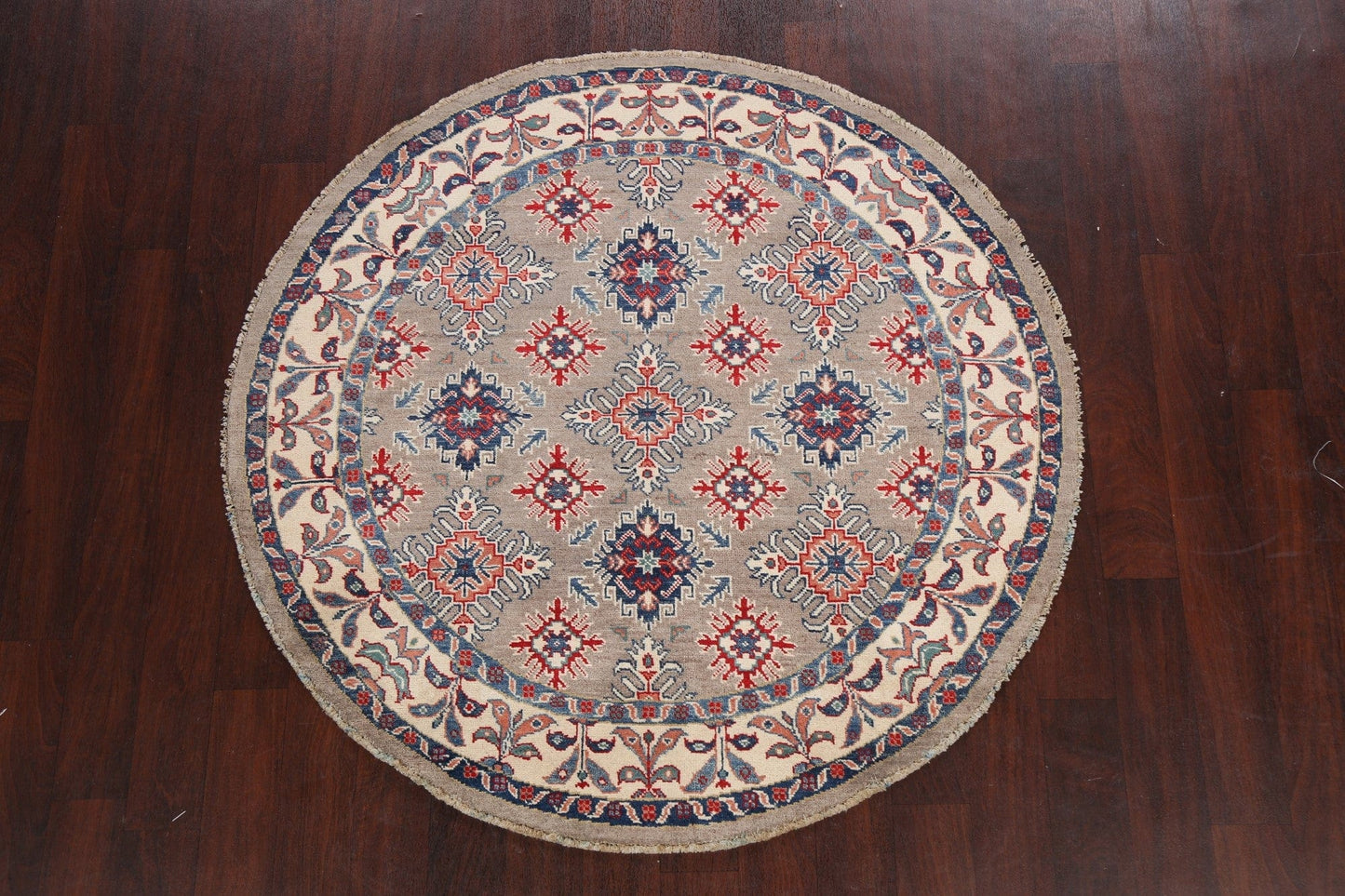 Geometric Kazak Oriental Area Rug 5x5 Round