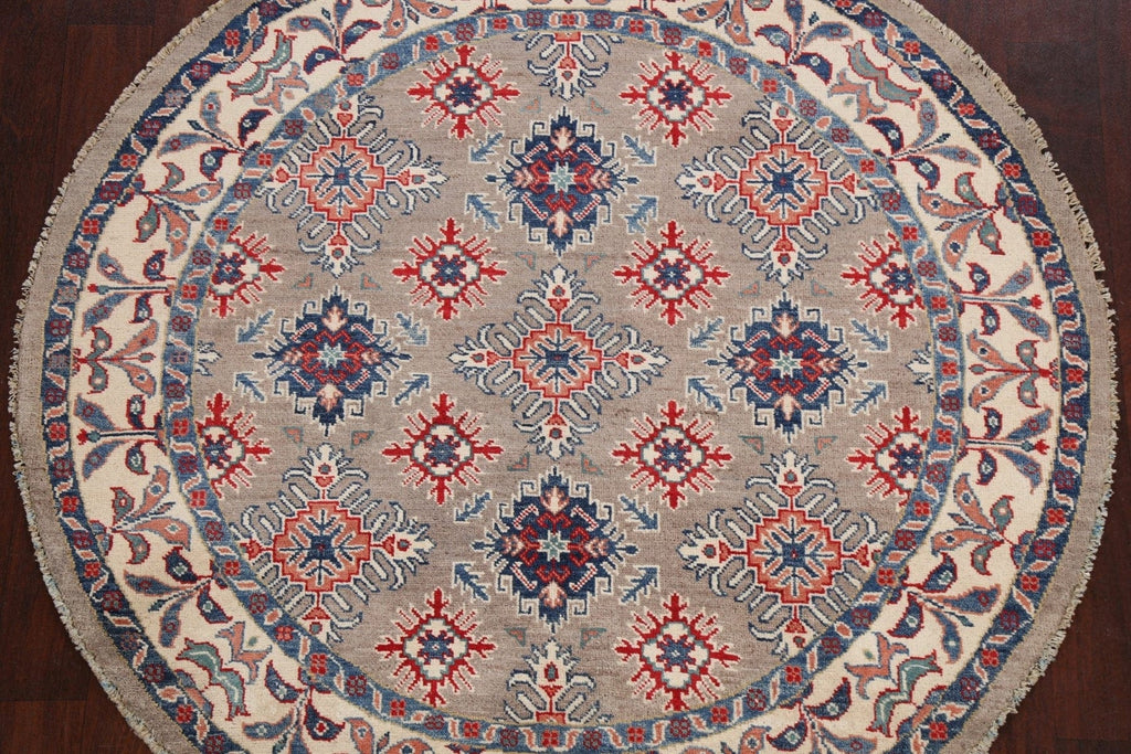 Geometric Kazak Oriental Area Rug 5x5 Round