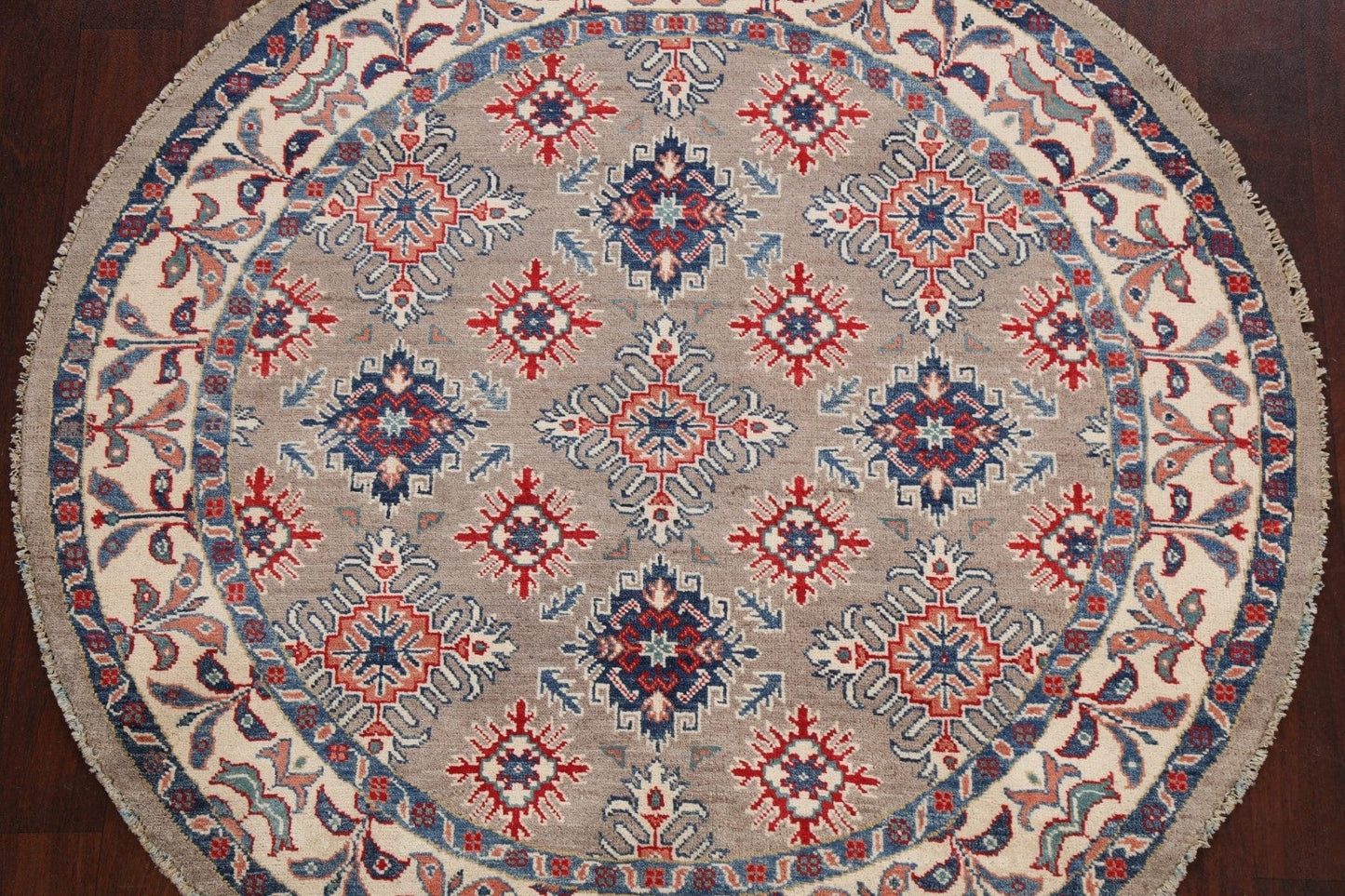 Geometric Kazak Oriental Area Rug 5x5 Round