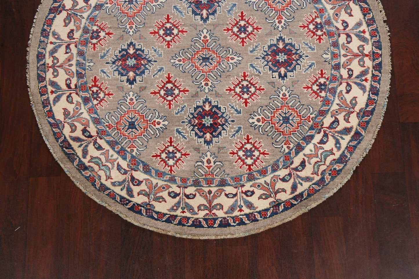 Geometric Kazak Oriental Area Rug 5x5 Round