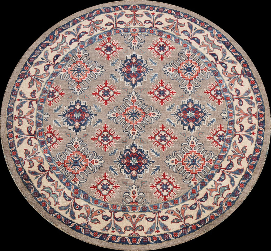 Geometric Kazak Oriental Area Rug 5x5 Round