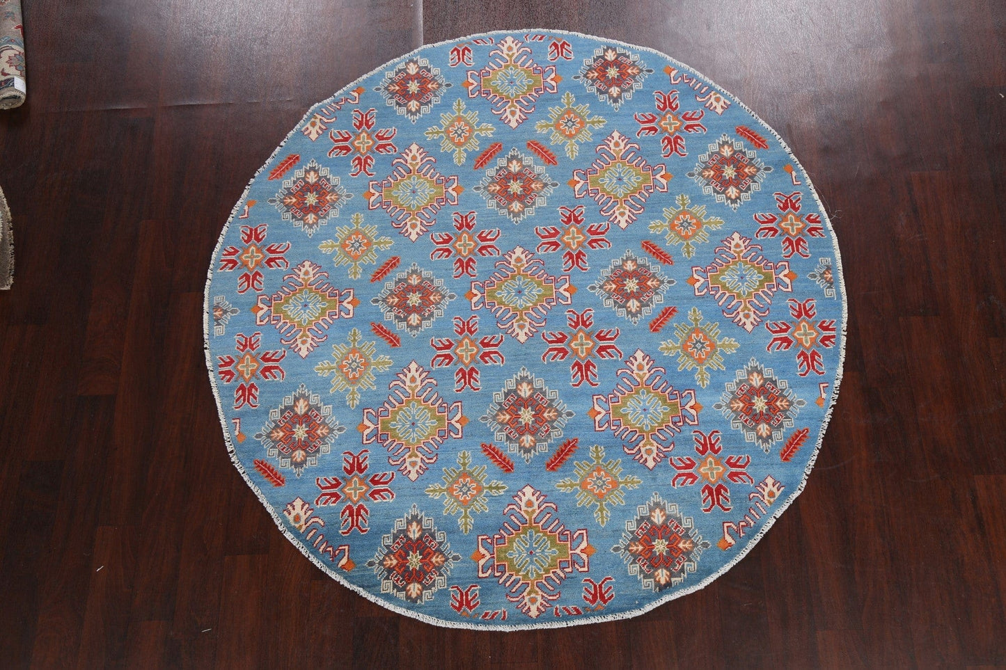 Geometric Kazak Oriental Area Rug 7x7 Round