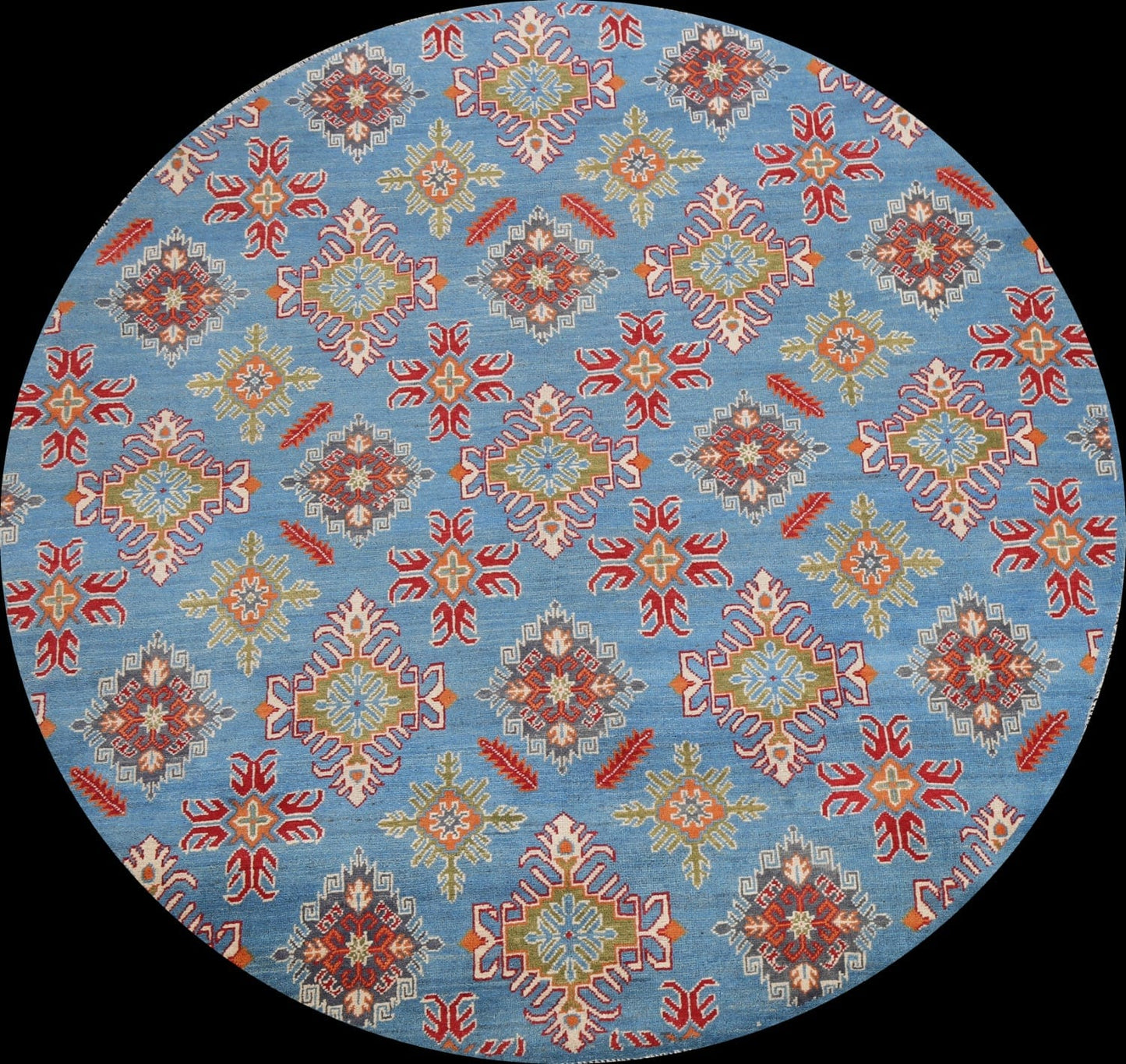 Geometric Kazak Oriental Area Rug 7x7 Round