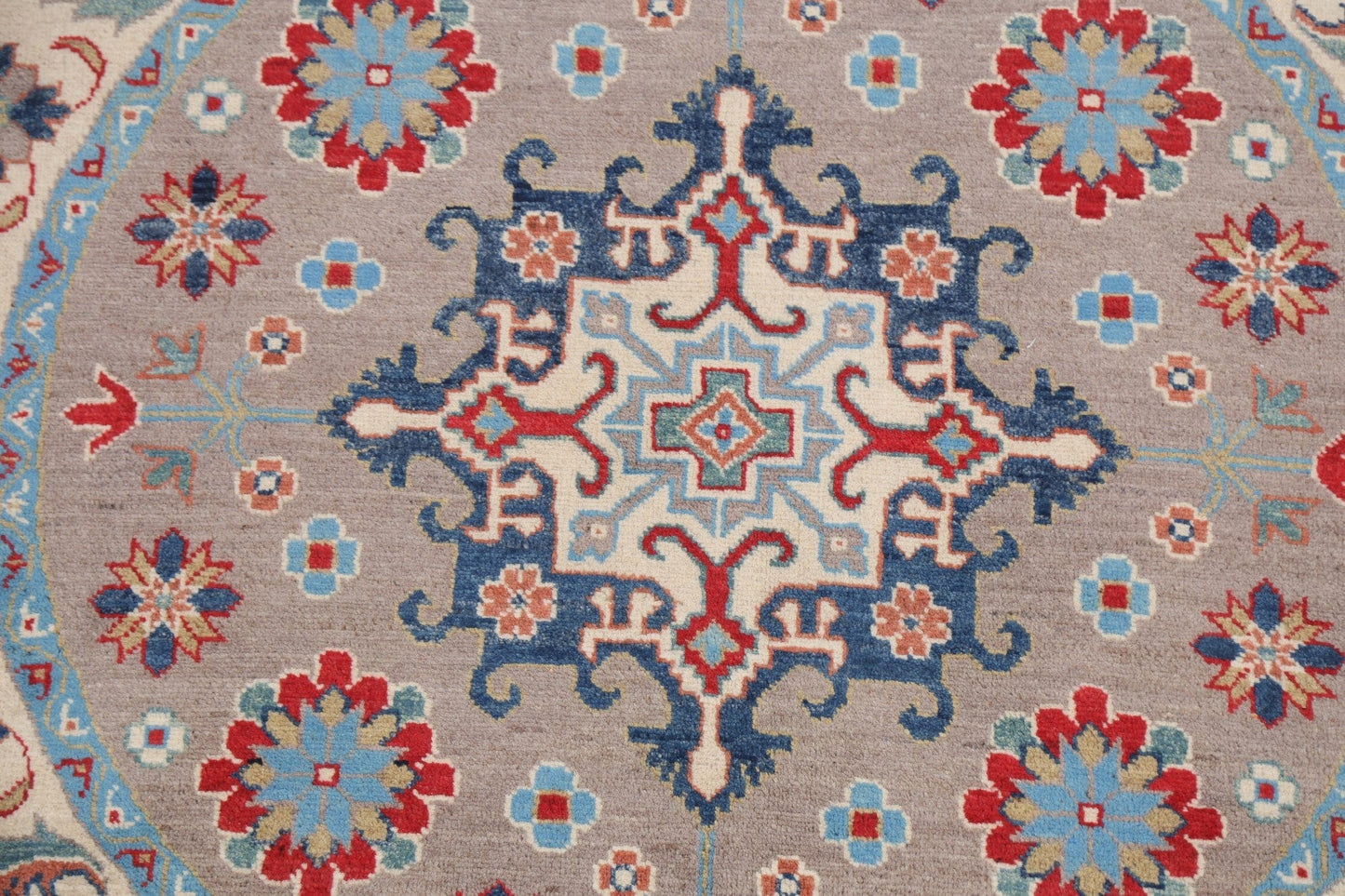 Geometric Kazak Oriental Area Rug 5x5 Round