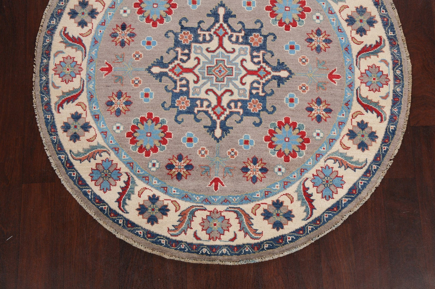 Geometric Kazak Oriental Area Rug 5x5 Round