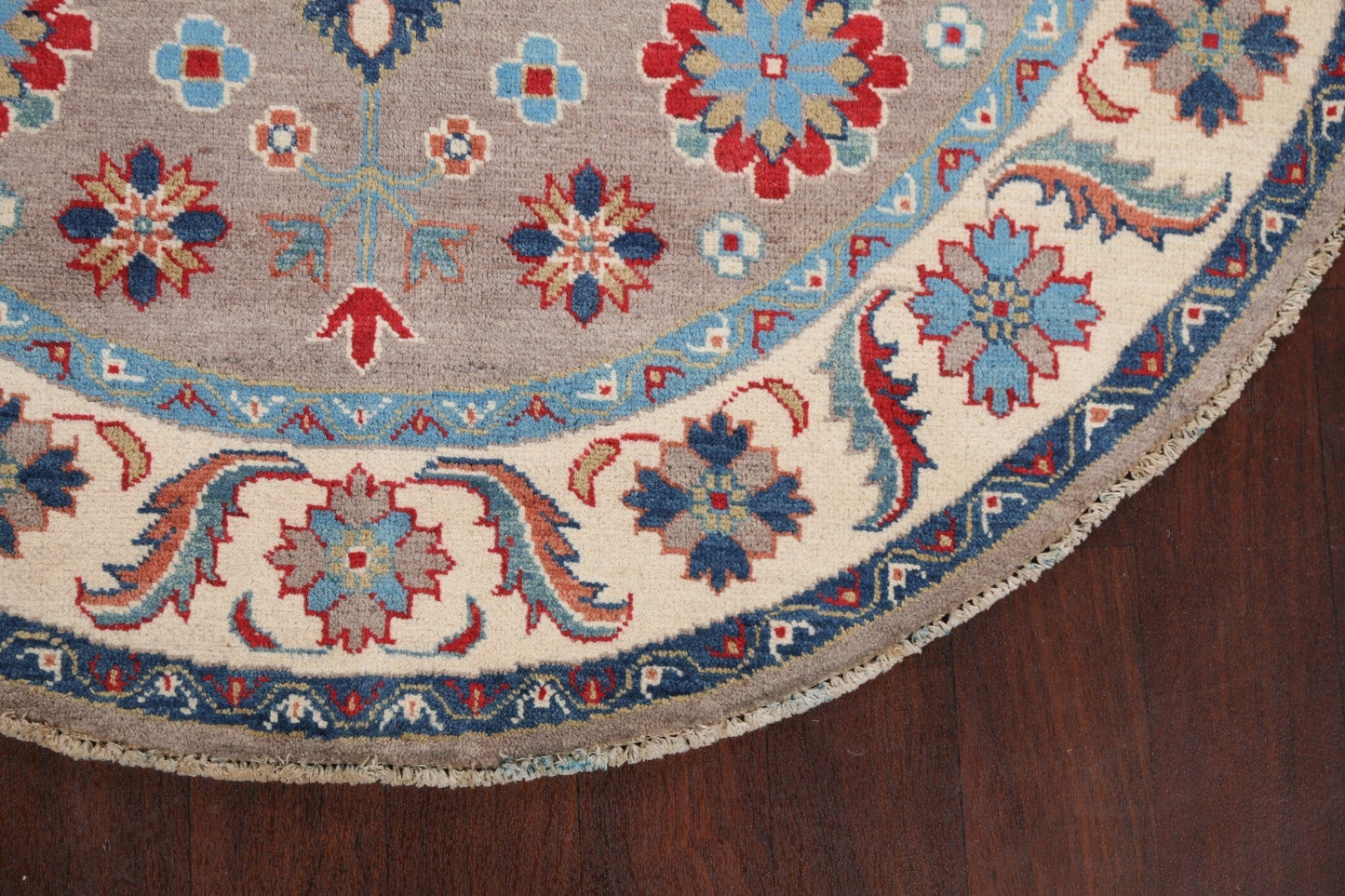 Geometric Kazak Oriental Area Rug 5x5 Round