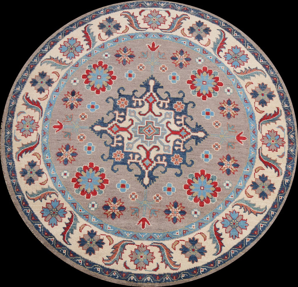 Geometric Kazak Oriental Area Rug 5x5 Round