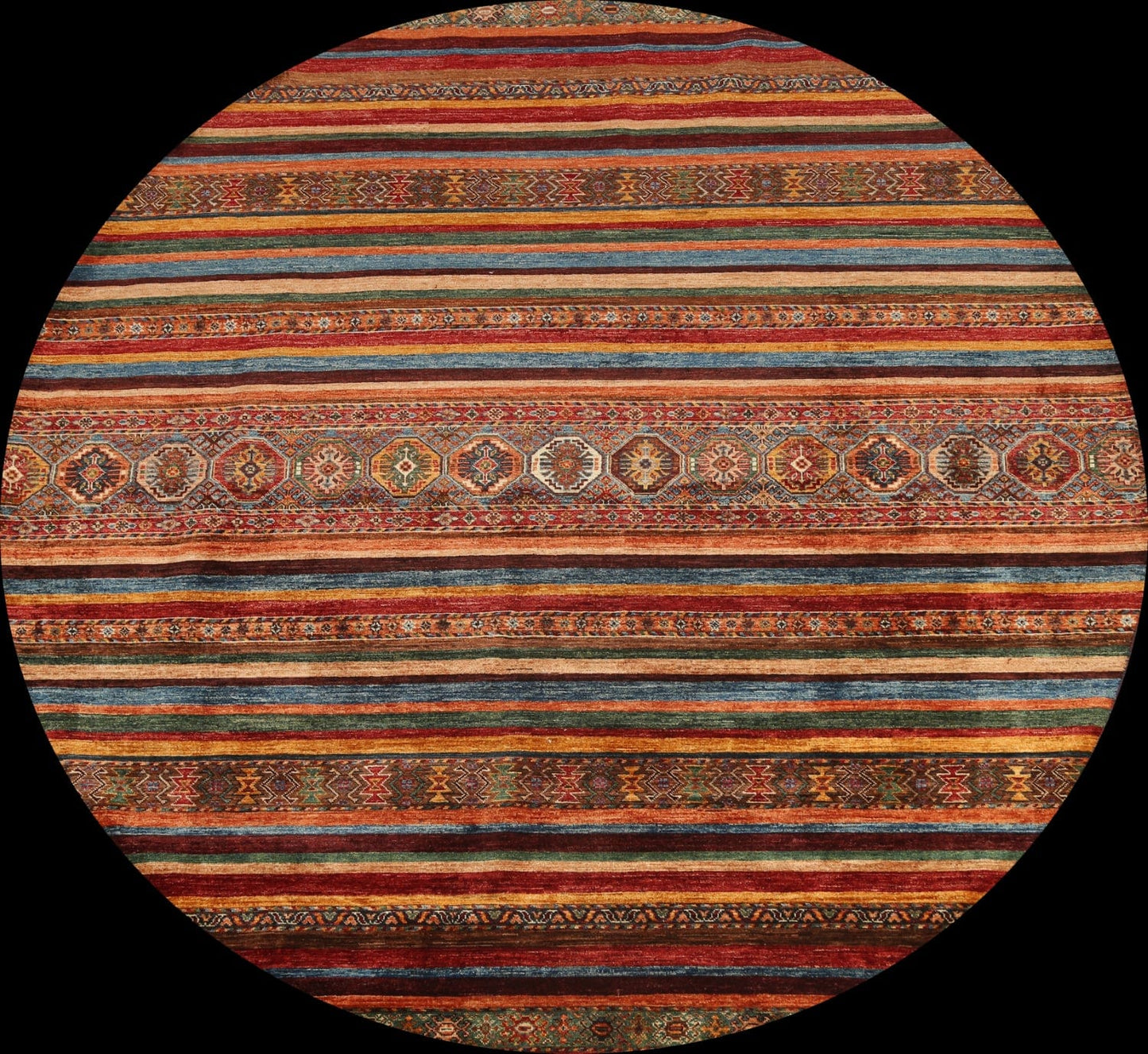 Geometric Moharramat Oriental Area Rug 8x8 Round