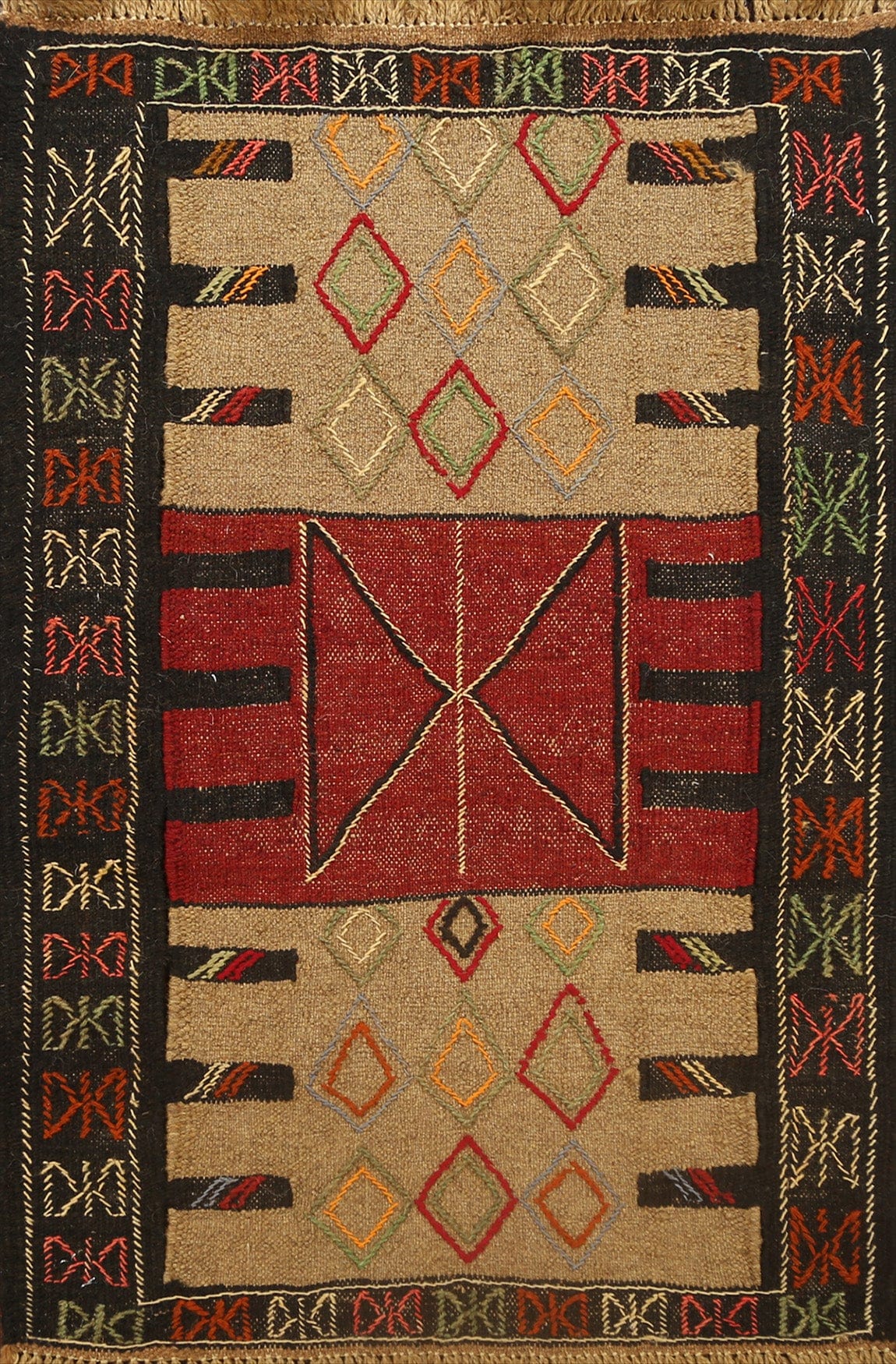 Tribal Geometric Kilim Shiraz Persian Area Rug 2x3