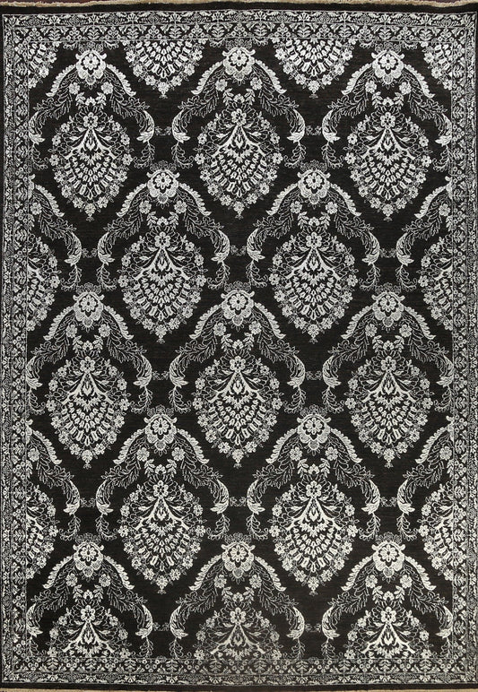 Vegetable Dye Black/ Silver Versace Oriental Area Rug 9x12