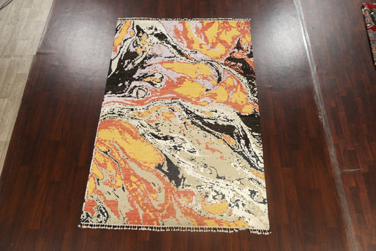 Vegetable Dye Contemporary Abstract Oriental Area Rug 6x10