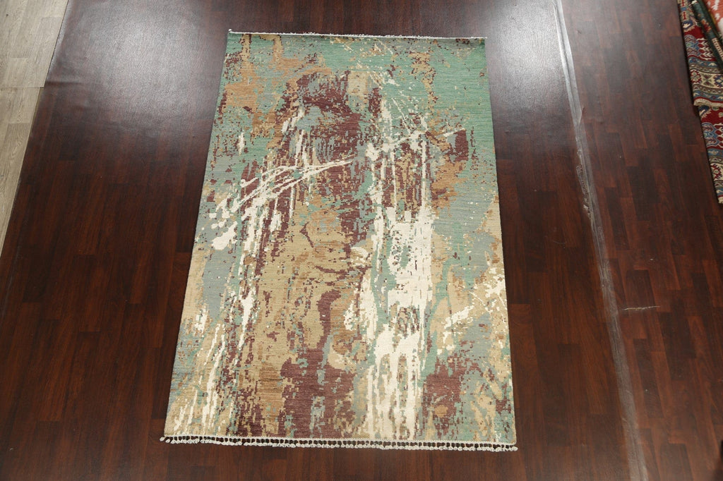 Vegetable Dye Contemporary Abstract Oriental Area Rug 6x9