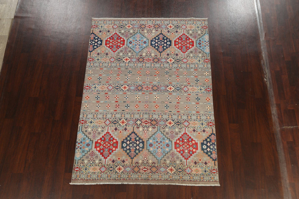 Geometric Kazak Oriental Area Rug 6x8