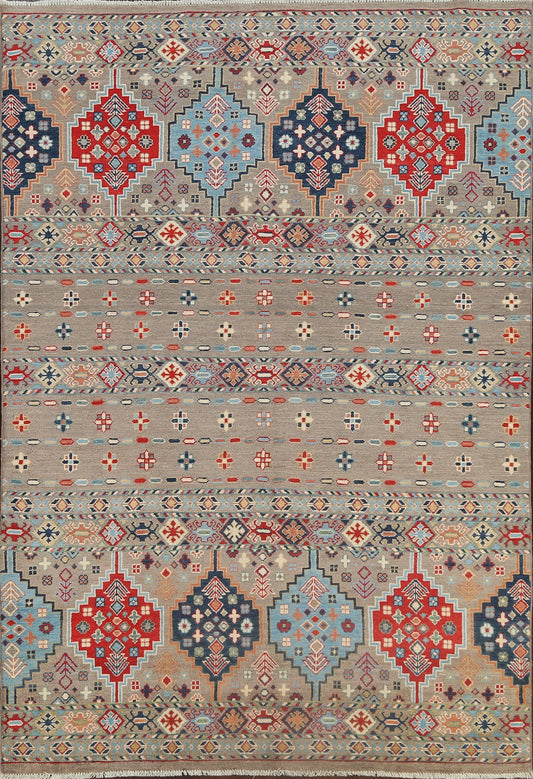 Geometric Kazak Oriental Area Rug 6x8