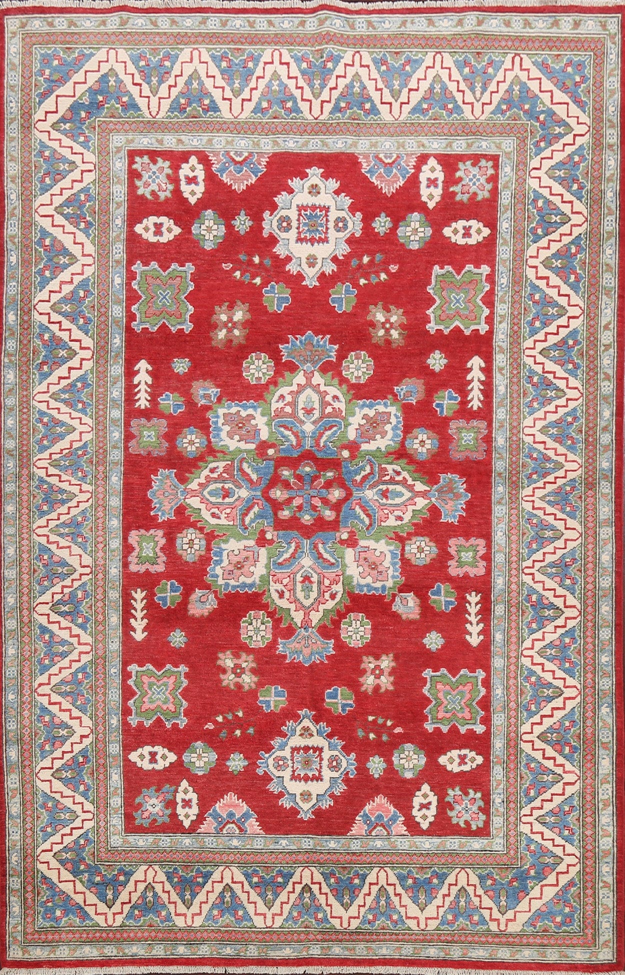 Geometric Kazak Oriental Area Rug 6x8