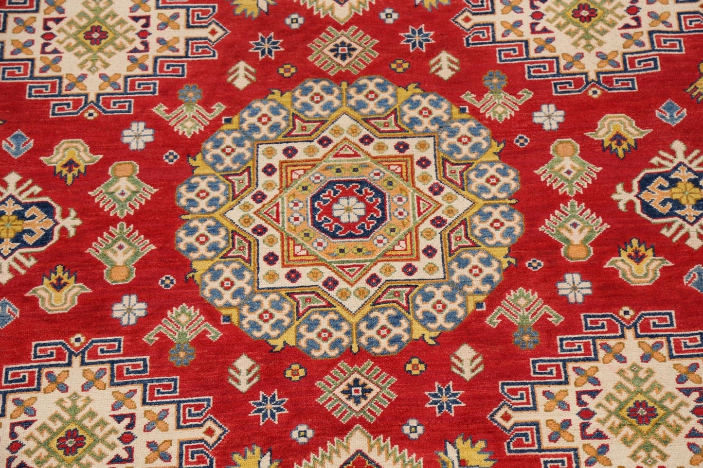 Vegetable Dye Geometric Kazak Oriental Area Rug 8x10