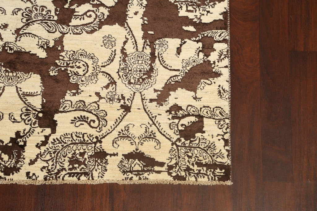 Vegetable Dye Distressed Abstract Oriental Area Rug 6x9