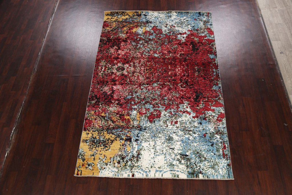 Vegetable Dye Contemporary Abstract Oriental Area Rug 6x9