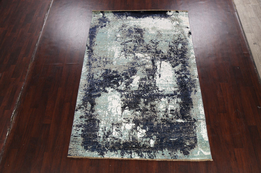 Vegetable Dye Contemporary Abstract Oriental Area Rug 6x9