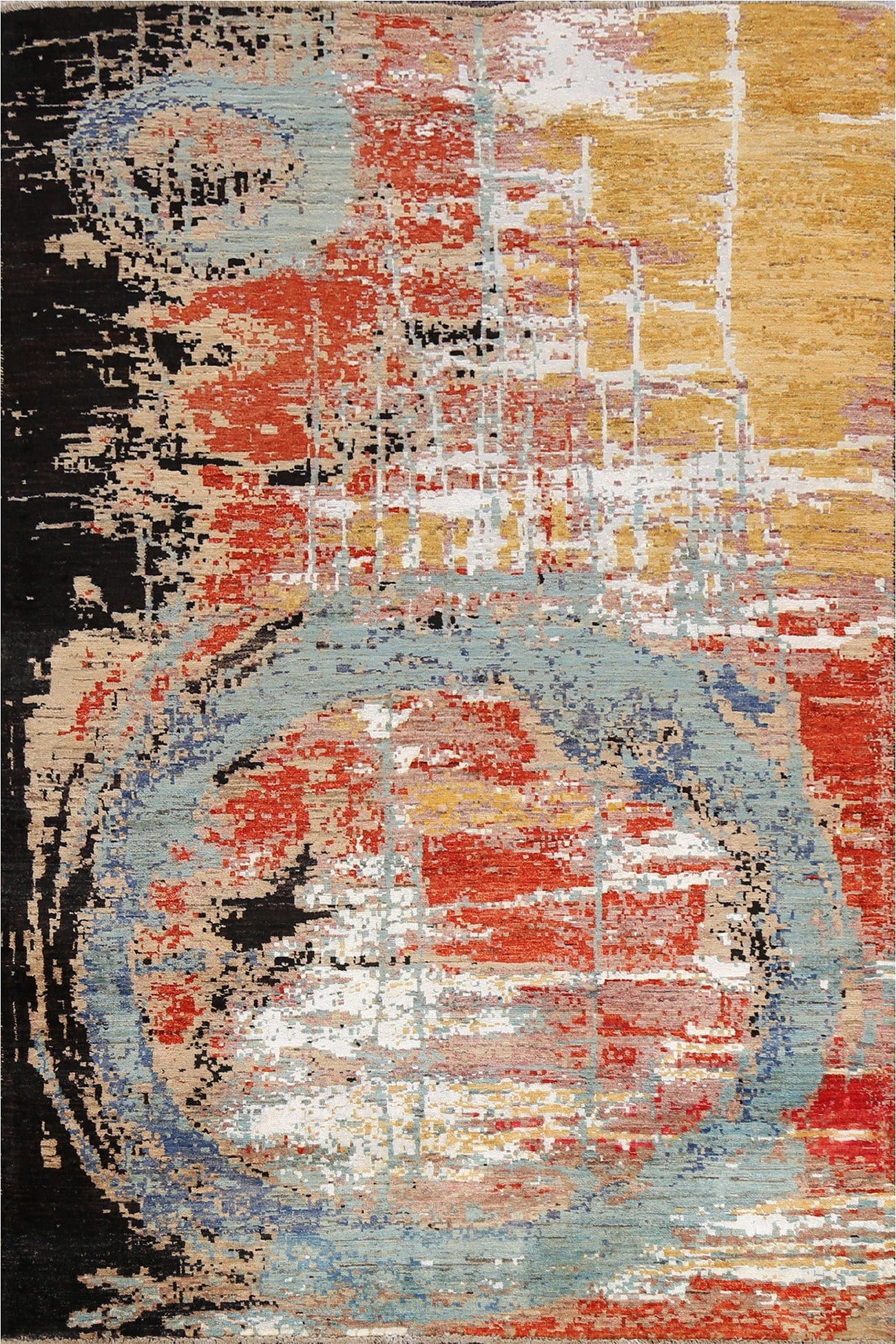 Vegetable Dye Contemporary Abstract Oriental Area Rug 5x7