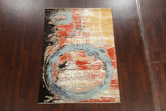 Vegetable Dye Contemporary Abstract Oriental Rug 5x7