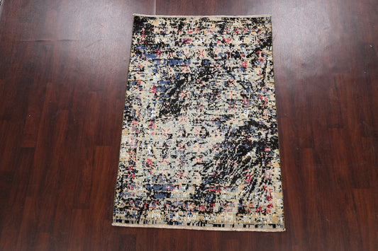 Vegetable Dye Contemporary Abstract Oriental Area Rug 4x6